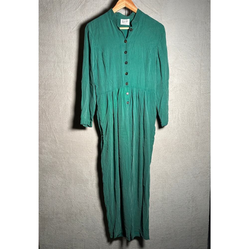 Wild Rose Sport Green Long Sleeve Jumpsuit Size 8‎ Vintage